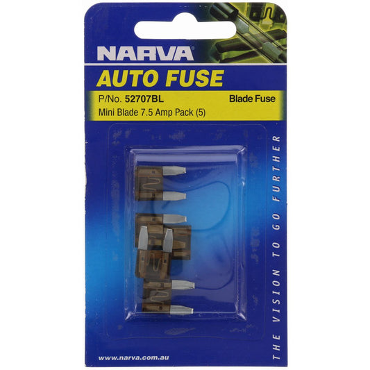 Narva | Narva Mini Blade Fuse 7.5A Brown 5 Pce