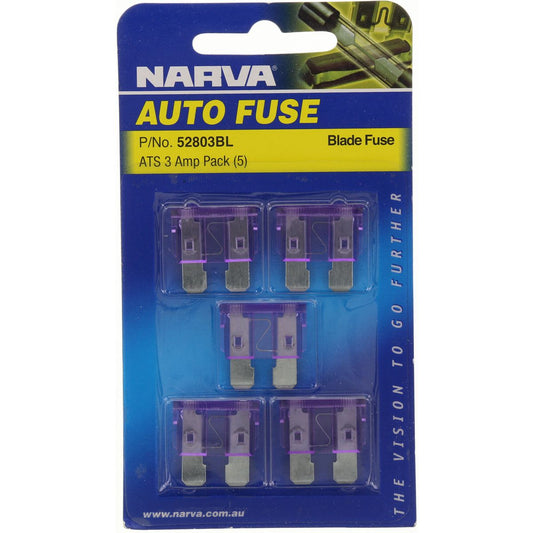 Narva Standard Blade Fuse 3A Violet 5 Pce