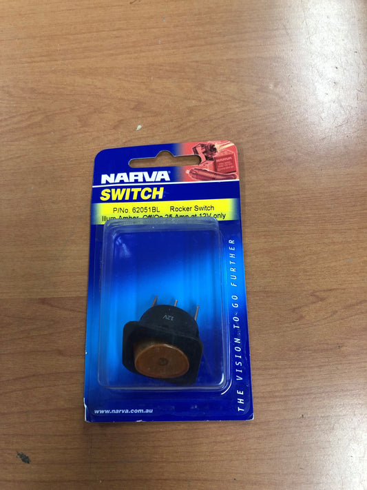Illuminated Amber, Off/On Rocker Switch| Narva