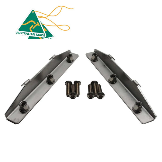 Stainless steel mounting brackets labeled "Australian Made."