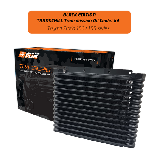 A transchill black edition transmission cooler kit.