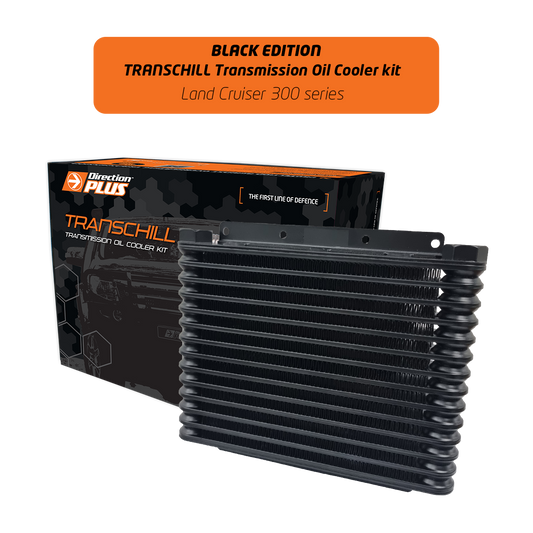 A transchill black edition transmission cooler kit.