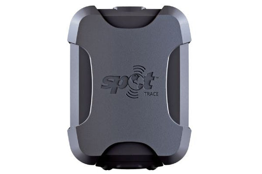 Gray and black GPS tracking device with "spot TRACE" branding, rugged design.