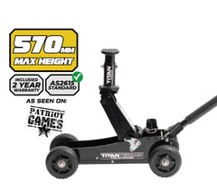 Titan Terrain 1.5 Tonne Rugged Floor Jack - Hi Lift Hydraulic Trolley Jack
