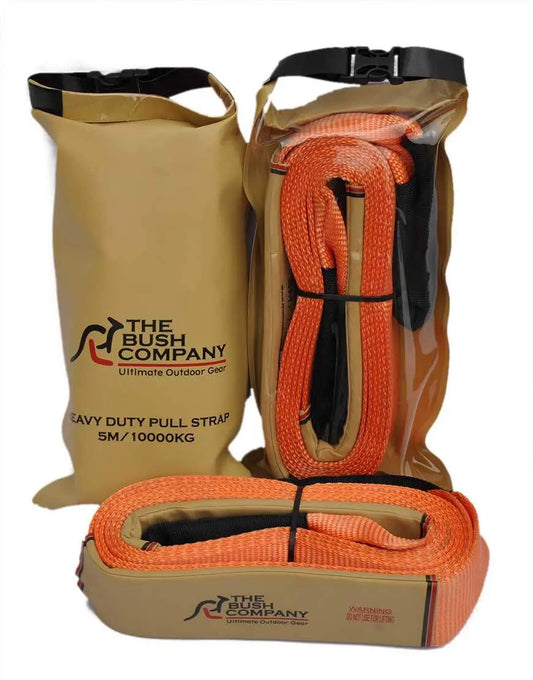 Heavy-duty pull straps: two orange straps rated 10000 kg, 5 meters, carry case. 870