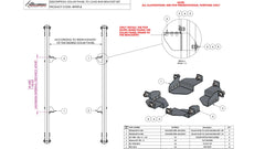 Technical diagram of solar panel bracket assembly, parts labeled, measurements.