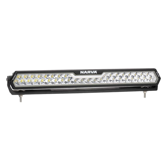 Slim-profile Narva LED light bar with adjustable mounting brackets.