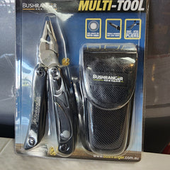 Bushranger multi-tool with LED lights and spring-loaded pliers.