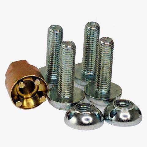 Set of secure locking bolts with a brass key socket for anti-theft protection