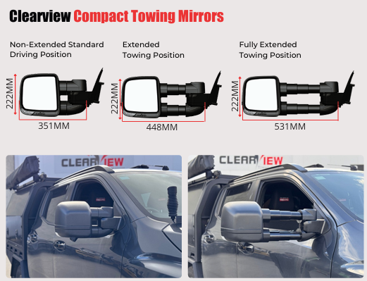 Clearview Towing Mirrors To Suit Mitsubishi Triton MV 2024 - Current