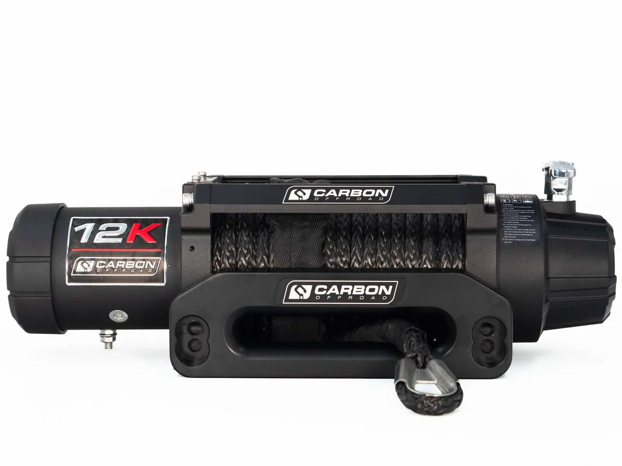 Carbon 12K - 12000lb Winch With Black Hook V3 | Carbon Offroad