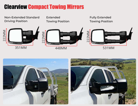 Clearview Towing Mirrors To Suit Ford Ranger Super Duty -  MY22 - MY26 (Pre 17th Nov 2025 Build