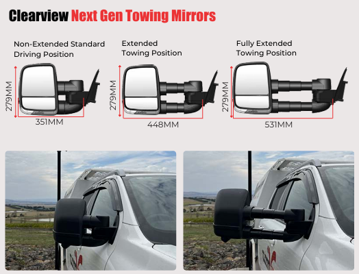 Clearview Towing Mirrors To Suit Ford Ranger Super Duty -  MY22 - MY26 (Pre 17th Nov 2025 Build