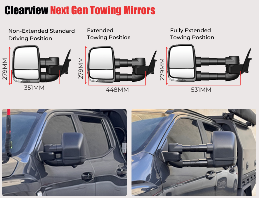 Clearview Towing Mirrors To Suit Mitsubishi Triton MV 2024 - Current