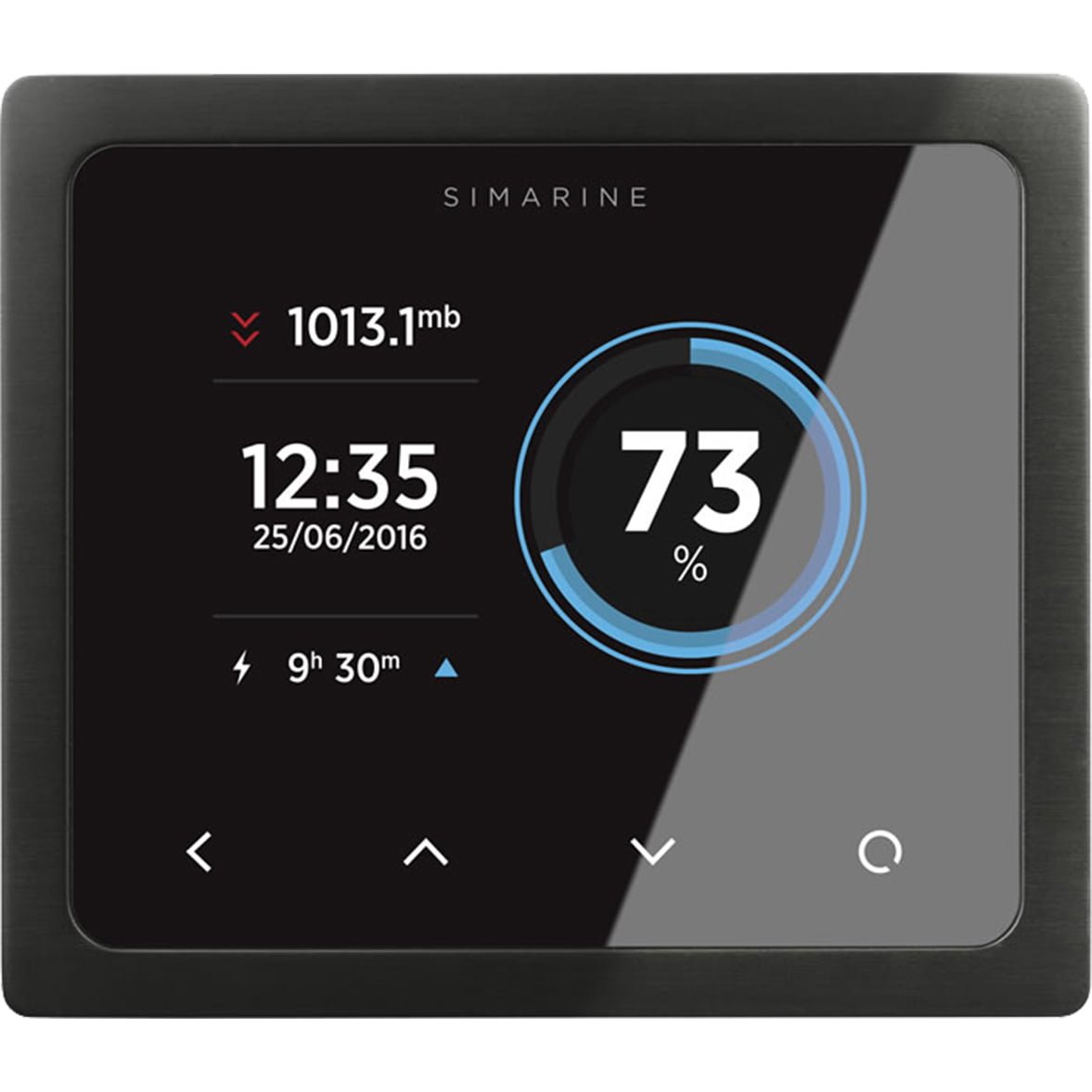 Advanced digital monitoring system displaying battery levels and metrics