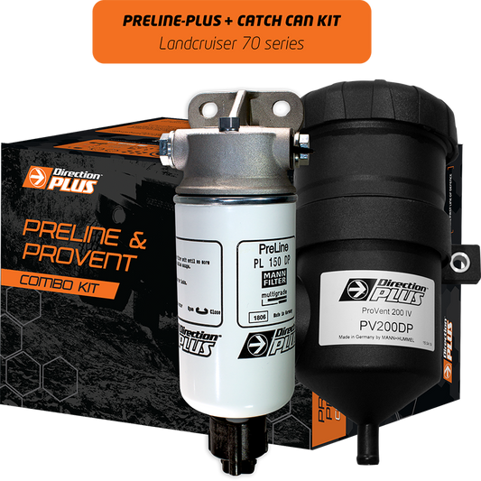 PreLine-Plus fuel pre-filter and catch can kit for Landcruiser 70 series.