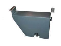 Rectangular gray metal container with protruding brackets on each side.