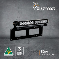 RAPTOR 60W Light Bar Kit with adjustable bracket, Australian made, 3-year warranty.