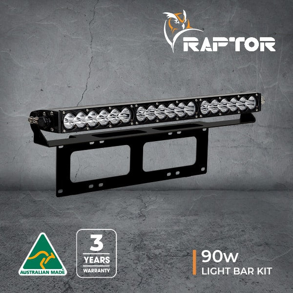 Raptor 90W light bar kit with Australian Made certification, 3-year warranty.