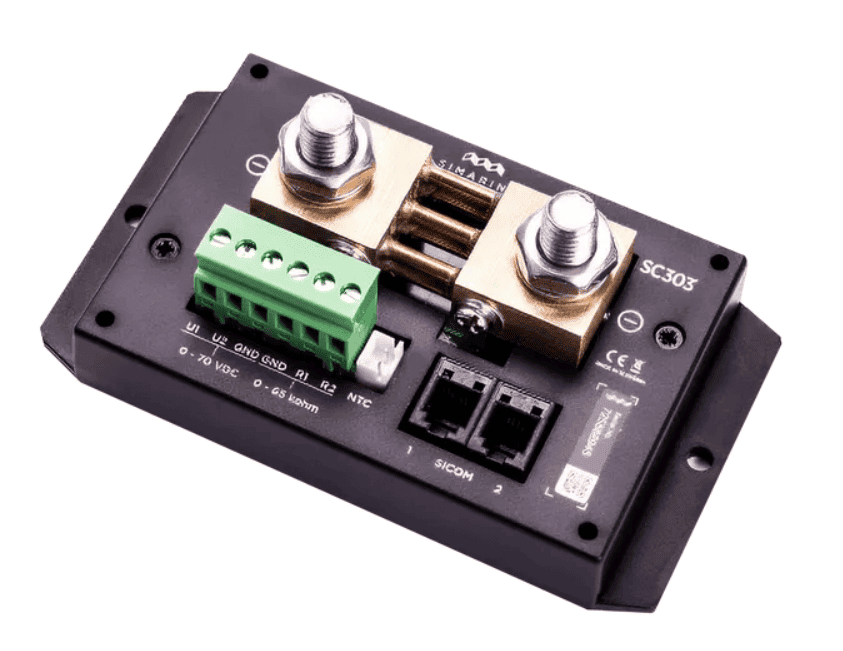 Compact power management module with terminals and connectors