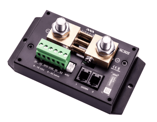 Compact power management module with terminals and connectors 843