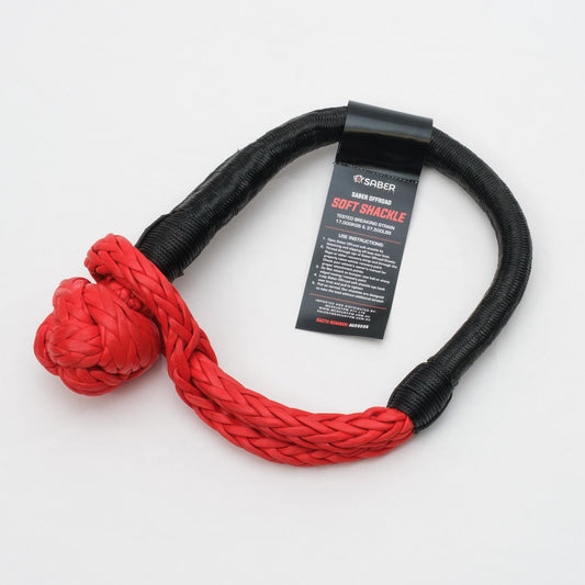 Black-red Saber Offroad shackle with labeled tag. 2000