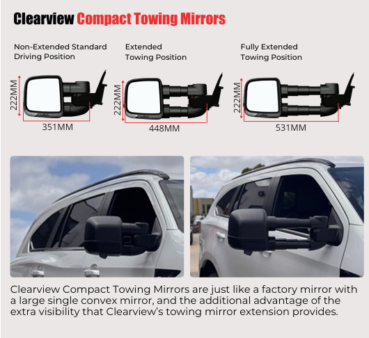 Clearview Compact Towing Mirrors To Suit Isuzu MU-X LS-T and X-TERRAIN models with 360 camera (MY25 - Current)