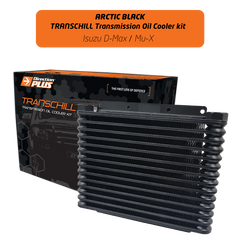 A transchill arctic black transmission cooler kit.