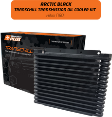 A transchill arctic black transmission cooler kit.