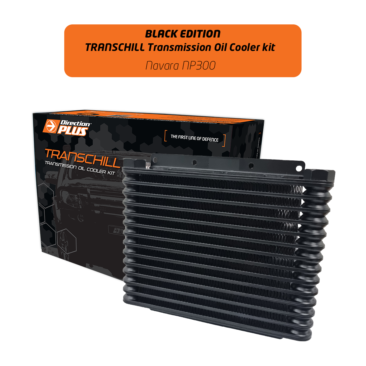 A transchill black edition transmission cooler kit.