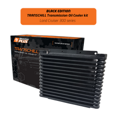 A transchill black edition transmission cooler kit.