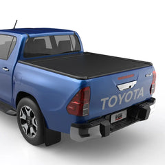 Hard-shell rooftop tent with an A-frame design for camping.