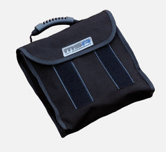 Durable MSA black bag with Velcro straps and handle, ideal for outdoor use.