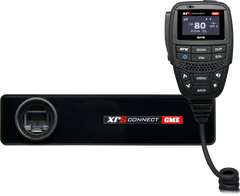 GME XRS Connect radio device with handheld mic, LCD display, control buttons.