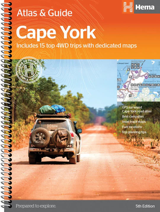 Cape York Atlas & Guide with 15 4WD trips, campsites, and fuel locations.