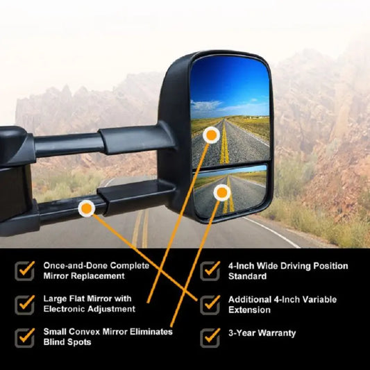 Clearview Towing Mirrors Electric W/ Indicators Black Suit Ford Ranger / Everest
