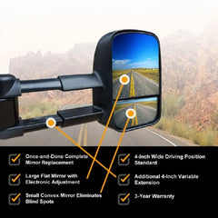 Clearview Towing Mirrors Electric W/ Indicators Black Suit Ford Ranger / Everest