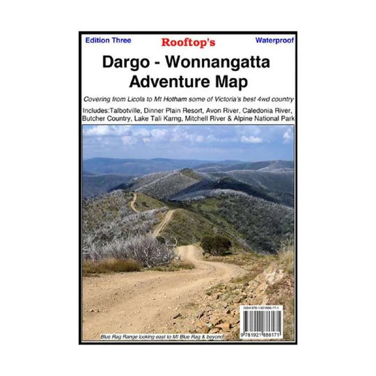 Dargo-Wonnangatta Adventure Map showing mountain trail.