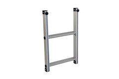 Lightweight two-step aluminum ladder with silver finish, black corner accents.