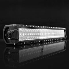 Rectangular LED light bar with black housing, multiple bulbs, black background.