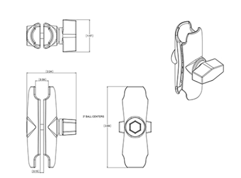 Double Socket Arm for B Size 1 | RAM®