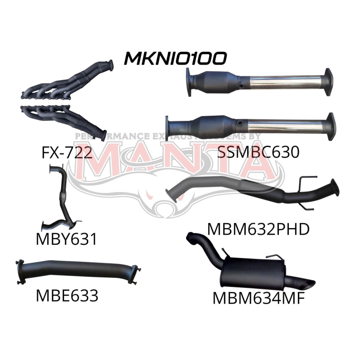 Nissan Patrol Y62 V8 5.6l Wagon 3in Full Exhaust System - Extractors, Hi Flow Cats, Hotdog Centre