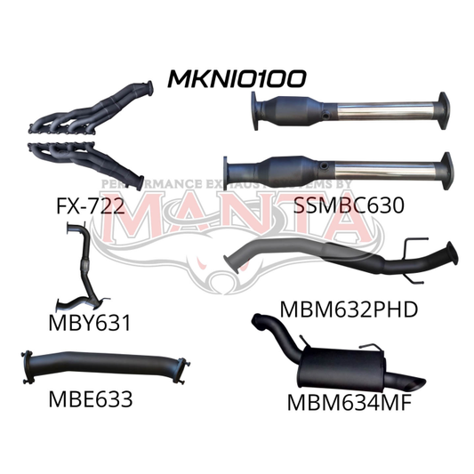 Nissan Patrol Y62 V8 5.6l Wagon 3in Full Exhaust System - Extractors, Hi Flow Cats, Hotdog Centre