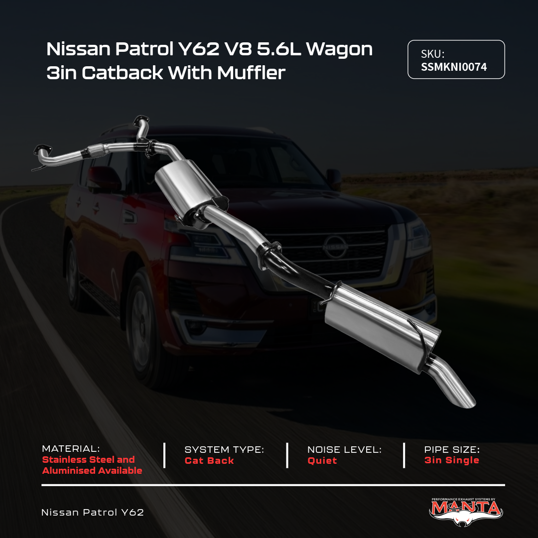 Nissan Patrol Y62 V8 5.6l Wagon 3in Catback With Muffler