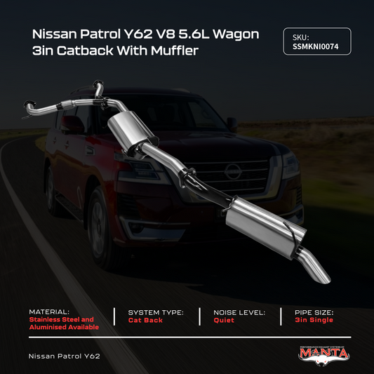 Nissan Patrol Y62 V8 5.6l Wagon 3in Catback With Muffler