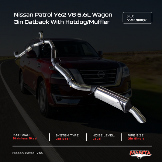 Patrol Y62 V8 5.6L Wagon 3in Catback With Hotdog/Muffler