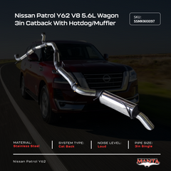 Patrol Y62 V8 5.6L Wagon 3in Catback With Hotdog/Muffler