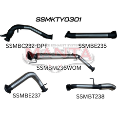 Manta Toyota Landcruiser 300 Series V6 3in Turbo Back With Cat & Without Mufflers, Chrome 4in Tip