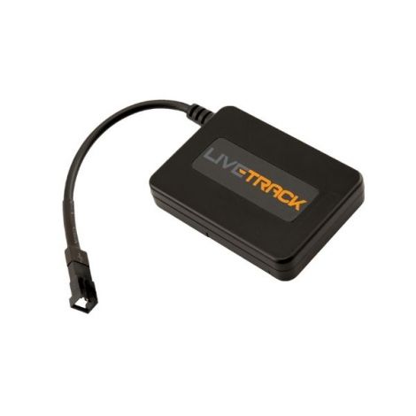 Black GPS tracker labeled "LV-TRACK" with attached cable and connector.