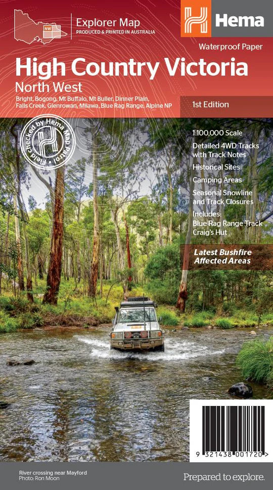 High Country Victoria Map Detailed 4WD tracks, historical sites, camping.